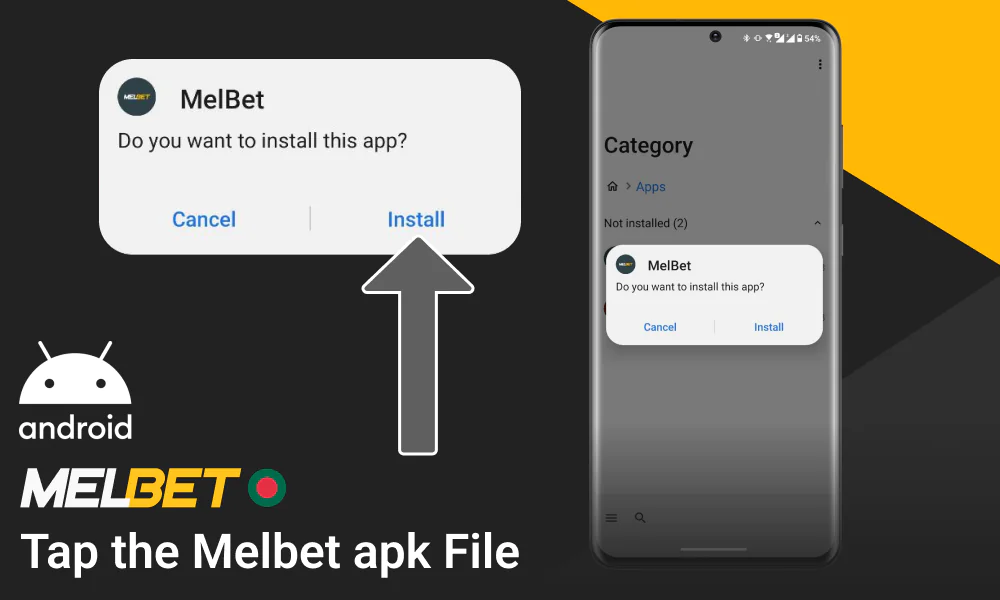 Begin the setup process by tapping on the Melbet APK file