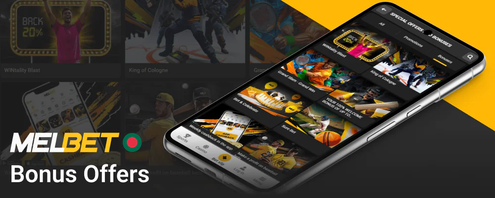 Players in Bangladesh can receive bonuses through the Melbet app