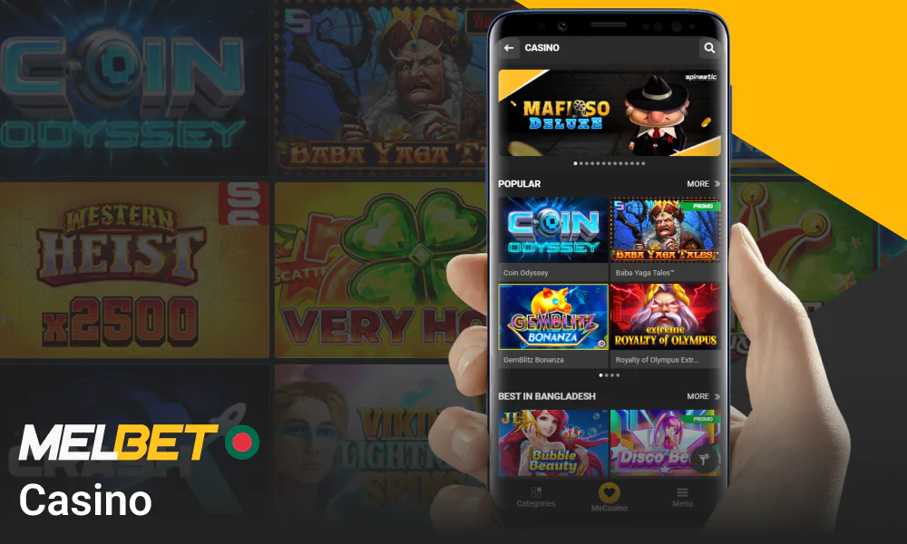 Casino games are available on the Melbet app in Bangladesh